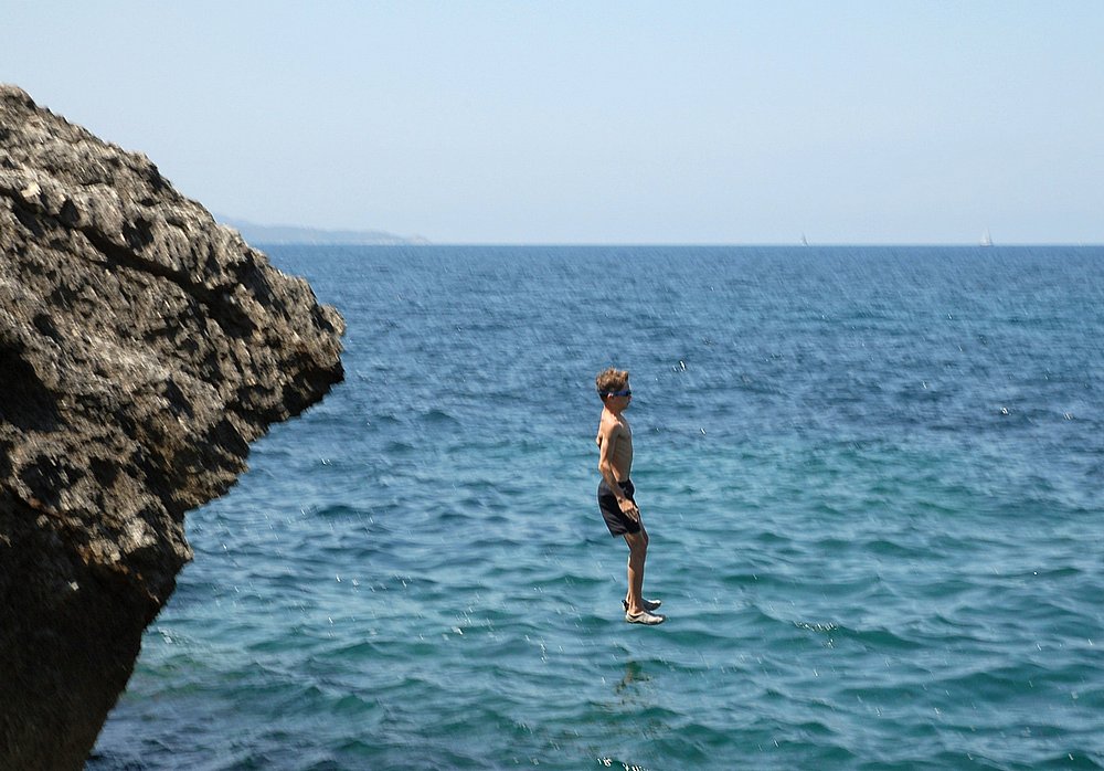 Cap Corse, Westküste, Badeplatz bei Marine di Negru (Eva, Ralf, Flo 3).JPG