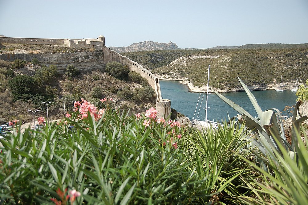 Südküste, Bonifacio, Bastion über dem Hafen.JPG