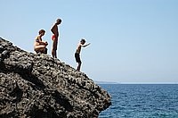 Cap Corse, Westküste, Badeplatz bei Marine di Negru (Eva, Ralf, Flo 1).JPG