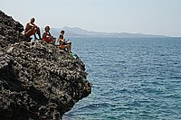 Cap Corse, Westküste, Badeplatz bei Marine di Negru (Ralf, Andi, Flo, Sina).JPG