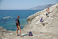 Cap Corse, Westküste, Badeplatz bei Marine di Negru (Ralf, Sina, Flo, Andi).JPG